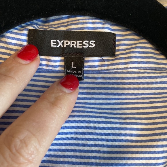 Express Short Sleeve Blue & White Stripe Tunic - Picture 5 of 7